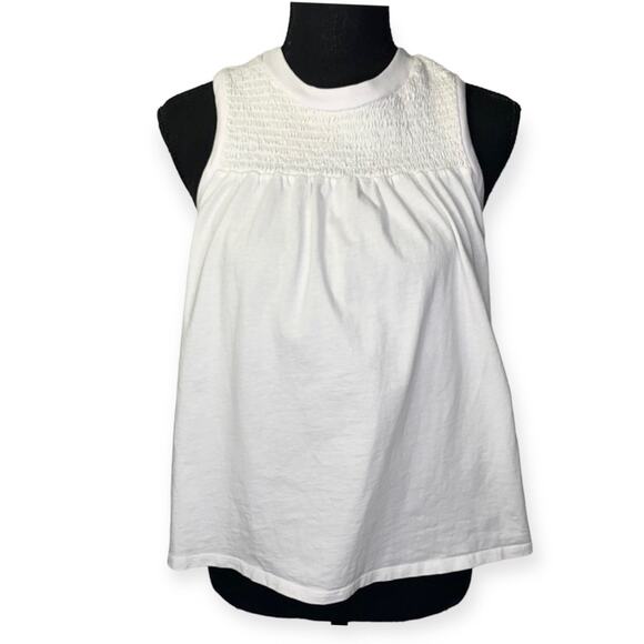 Cinq a sept cotton sleeveless smocked flow-y tank top women's size medium - Picture 1 of 5